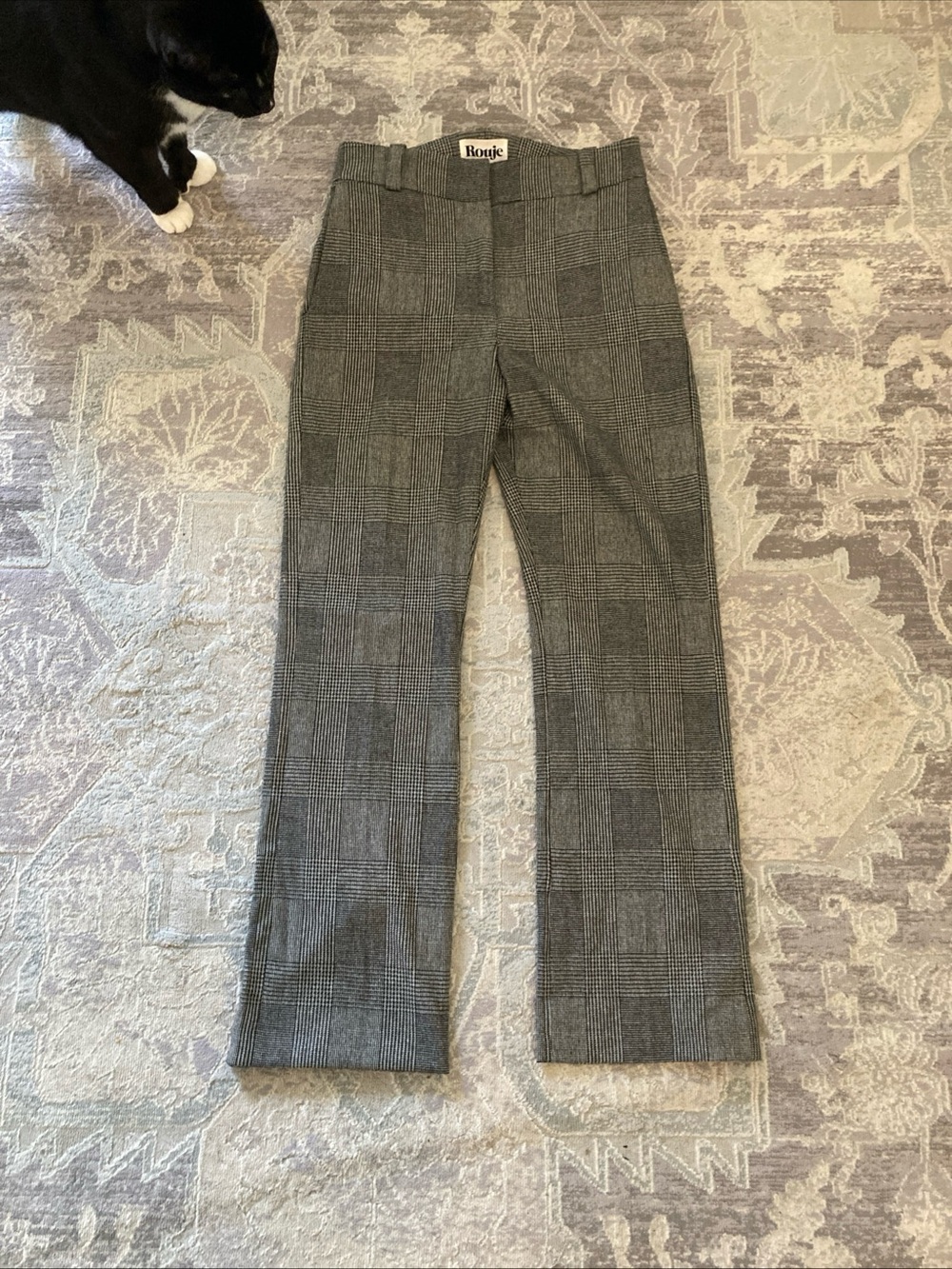Rouje Black and White Glen Plaid Trousers